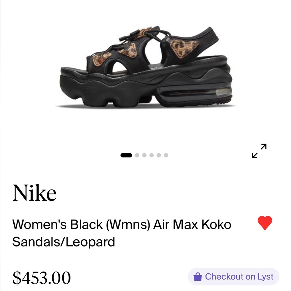 Nike Women's Black and Leopard Air Max Koko Sandals